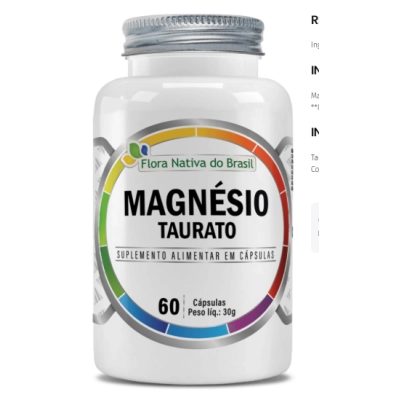 Magnésio Taurato, 60 Cápsulas, Flora Nativa