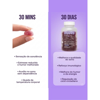 Melatonina 0,210mcg, 60 Gomas Sabor Uva Roxa, Guday