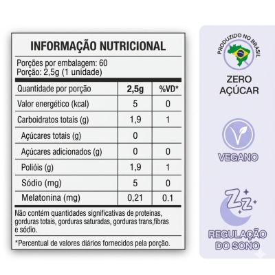 Melatonina 0,210mcg, 60 Gomas Sabor Uva Roxa, Guday