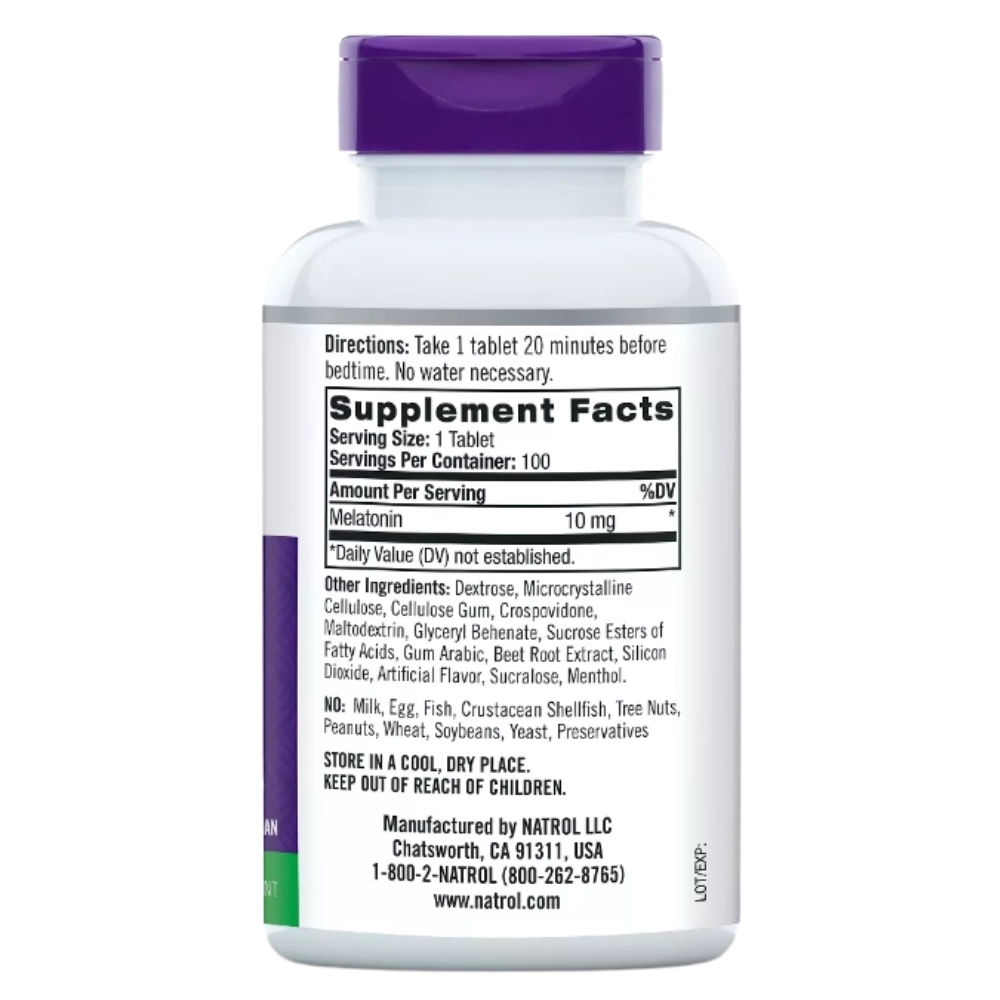 Melatonina 10mg, 100 Comprimidos, Fast Dissolve, Sabor Morango, Natrol