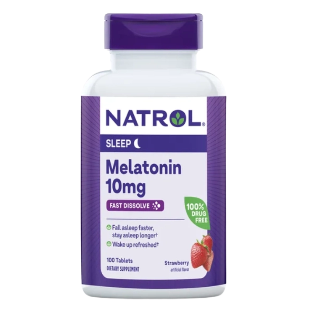 Melatonina 10mg, 100 Comprimidos, Fast Dissolve, Sabor Morango, Natrol