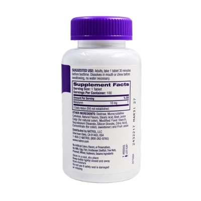 Melatonina, 10mg, Maximum Strengt Fast Dissolve, 60 comprimidos Sublingual, Natrol