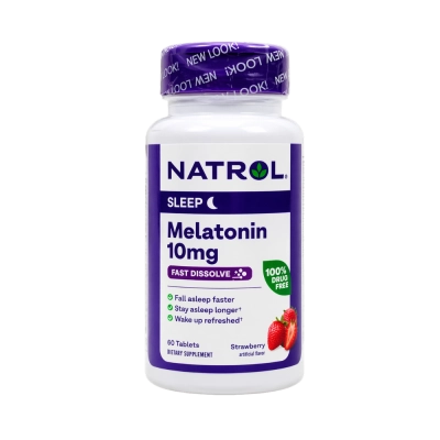 Melatonina, 10mg, Maximum Strengt Fast Dissolve, 60 comprimidos Sublingual, Natrol