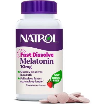 Melatonina, 10mg, Maximum Strengt Fast Dissolve, Comprimidos Sublingual,  Opções, Natrol
