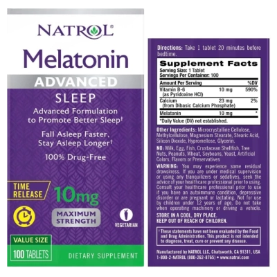 Melatonina 10mg, Time Release liberacao gradativa, Comprimidos, Natrol