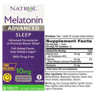 Melatonina 10mg, Time Release liberacao gradativa, Comprimidos, Natrol