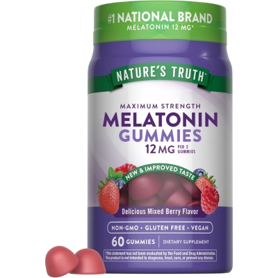 Melatonina 12mg, 60 Gomas Sabor Baga Natural, Nature's Truth