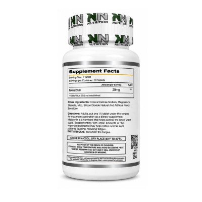 Melatonina 20mg, 50 Comprimidos Sublingual Sabor Morango, KN Nutrition
