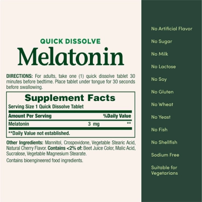 Melatonina 3mg, Sublingual, 240 Comprimidos, Nature's Bounty