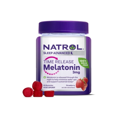 Melatonina 3mg, Time Release, 65 Gummies Sabor Morango, Natrol