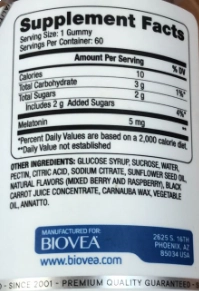 Melatonina 5mg, 60 Gomas Mix de Frutas, Biovea