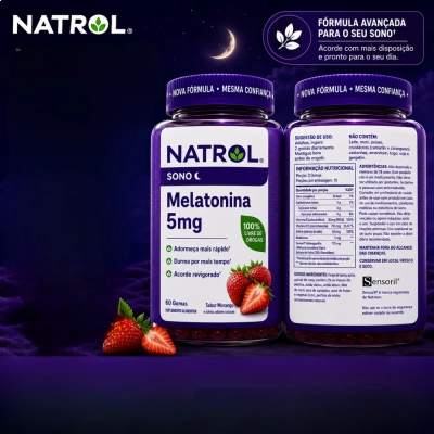 Melatonina 5mg, 60 Gomas Sabor Morango, Natrol