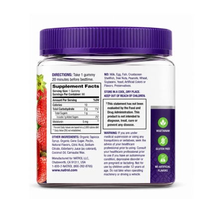 Melatonina 5mg, 90 Gomas Sabor Morango, Natrol