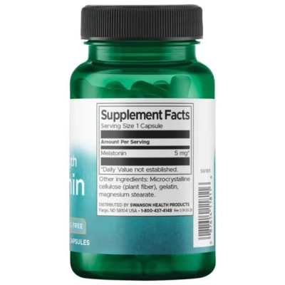 Melatonina 5mg Força Tripla (Extra strength) 60 capsulas, Swanson