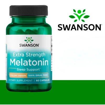 Melatonina 5mg Força Tripla (Extra strength) 60 capsulas, Swanson
