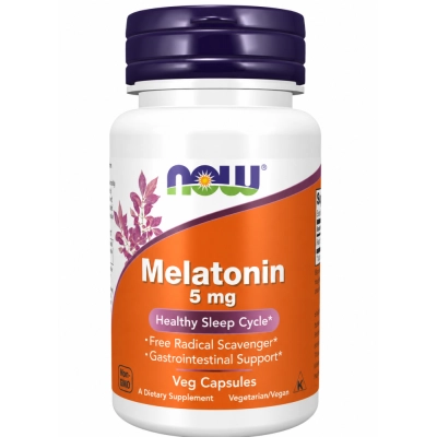 Melatonina 5mg, Relaxamento, Sono Reparador e Qualidade de Vida, Cápsulas, Now