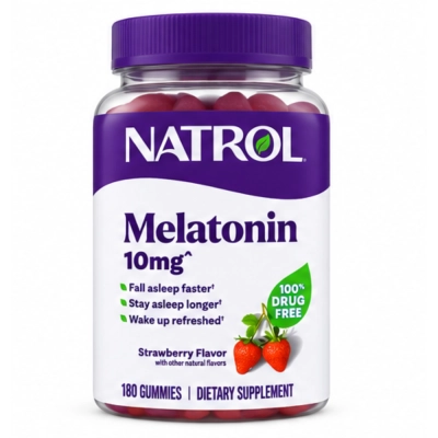 Melatonina em Gomas, 10mg, Opções, Gomas de Morango, Natrol