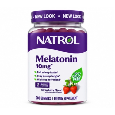 Melatonina em Gomas, 10mg, Opções, Gomas de Morango, Natrol
