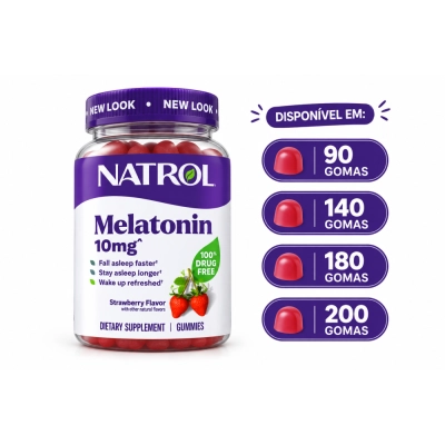 Melatonina em Gomas, 10mg, Opções, Gomas de Morango, Natrol