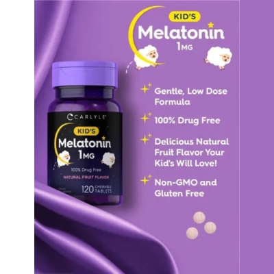 Melatonina Kids 1mg, 120 Comprimidos Mastigáveis, Carlyle