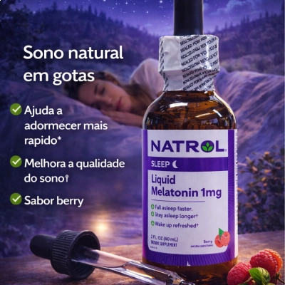Melatonina Líquida (Sabor Framboesa), 1mg, 60ml, Natrol