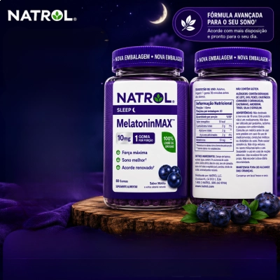 Melatonina Max 10mg, 80 Gomas Sabor Mirtilo, Natrol