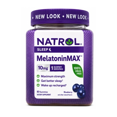 Melatonina Max 10mg, 80 Gomas Sabor Mirtilo, Natrol