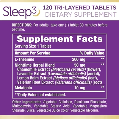Melatonina Sleep3 (Três Camadas) 10Mg, 120 Tablets, Nature's Bounty