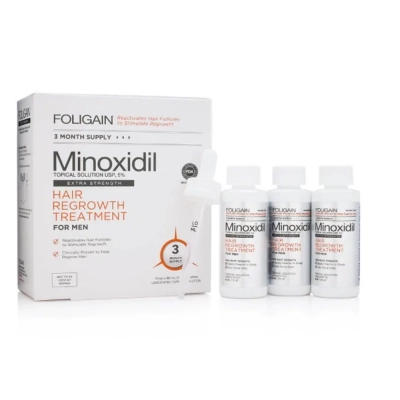 Minoxidil 5%, Frasco Avulso 60 ml ou Kit 3 Frascos, Foligain
