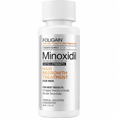 Minoxidil 5%, Frasco Avulso 60 ml ou Kit 3 Frascos, Foligain