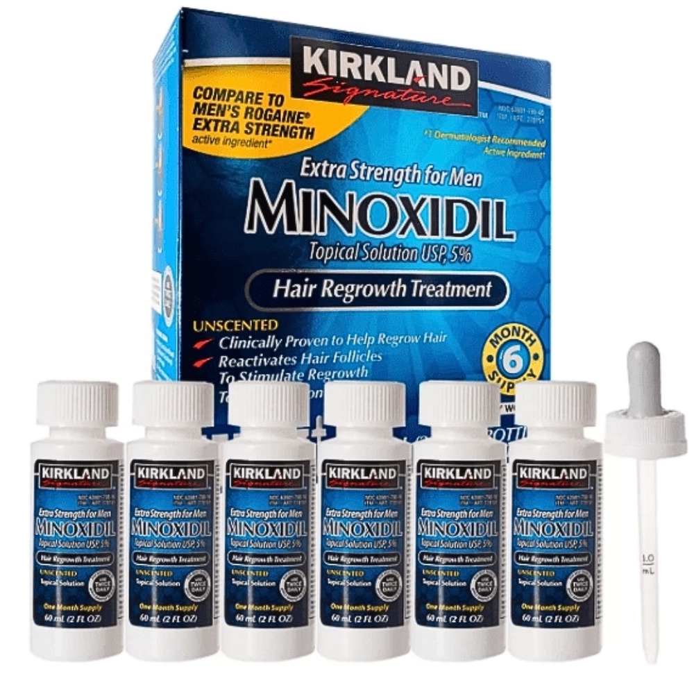 Minoxidil, Tratamento Capilar (Barba e Cabelo), Kit para 6 meses, Kirkland