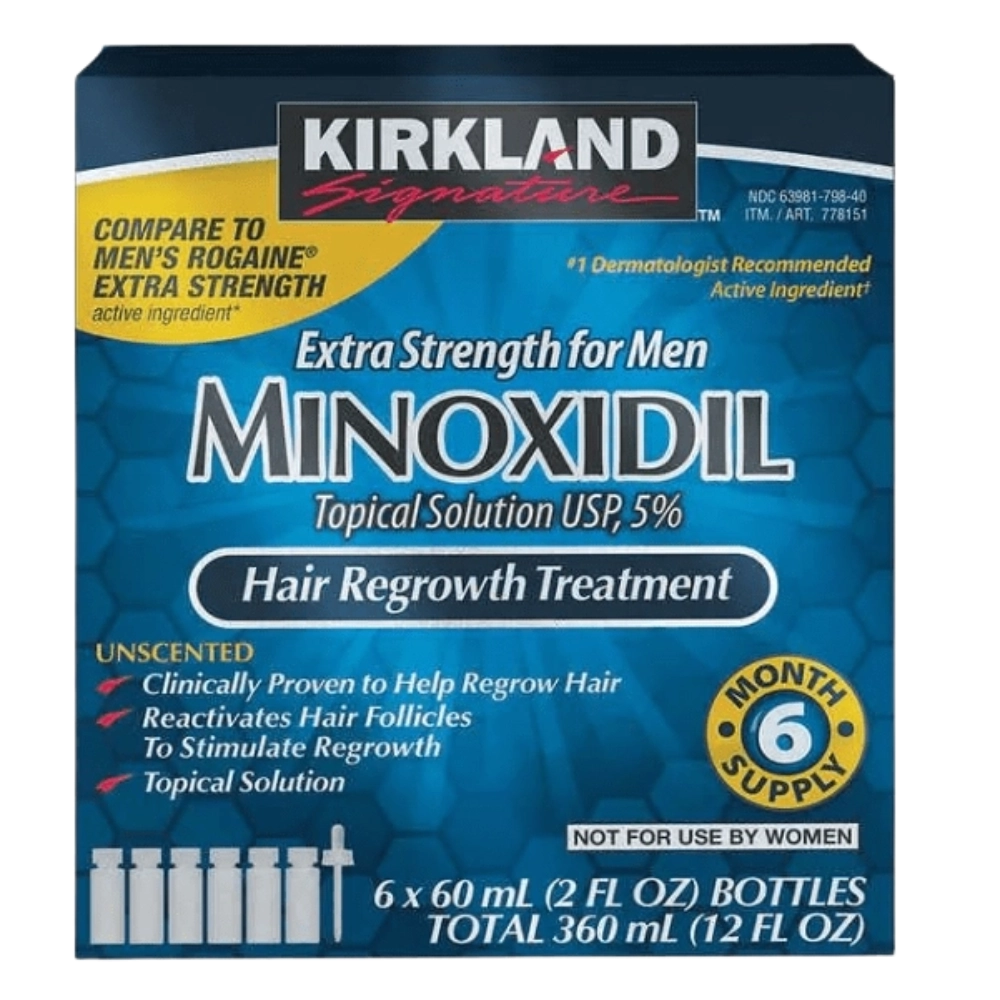 Minoxidil, Tratamento Capilar (Barba e Cabelo), Kit para 6 meses, Kirkland