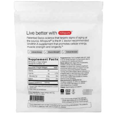 Mitopure Urolitina Envelhecimento Saudável e Renovação Celular, 60 Cápsulas, Time line