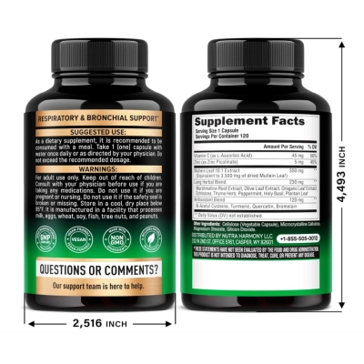 Mullein Lung Cleanse 3500mg, Desintoxicação Pulmonar, 120 Cápsulas, Nutra Harmony