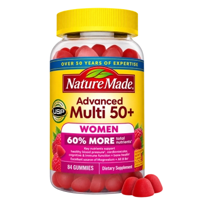 Multi 50+ Advanced, Multivitamínico para Mulheres, 84  Gomas Sabor Framboesa, Nature Made