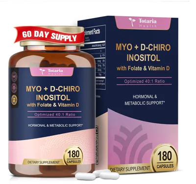 Myo com D - Chiro Inositol, Equilíbrio hormonal e Suporte Metabólico, 180 Cápsulas, Totaria Health