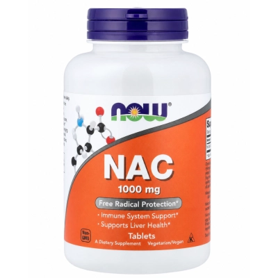 NAC 1000mg, N-acetilcisteína, Comprimidos Opções, Now
