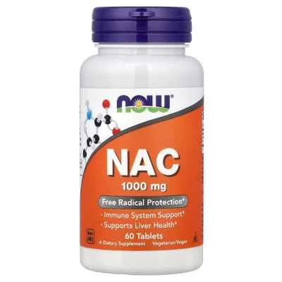 NAC 1000mg, N-acetilcisteína, Comprimidos Opções, Now