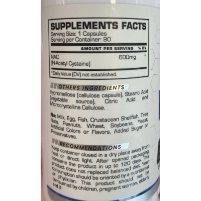 Nac 600mg,  90 Cápsulas, Bull Pharma