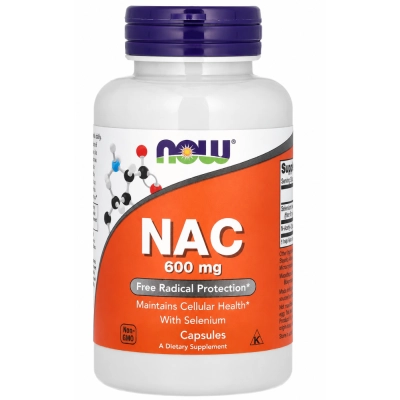 NAC 600mg, N-acetilcisteína, Cápsulas Opções, Now