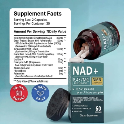 NAD+, 8.457mg, Energia, Vitalidade, 60 Cápsulas, YUFUY