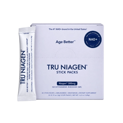NAD+ Booster 300mg, Pó Premiado de Nicotinamida Ribosídeo, 30 Sachês, Tru Niagen