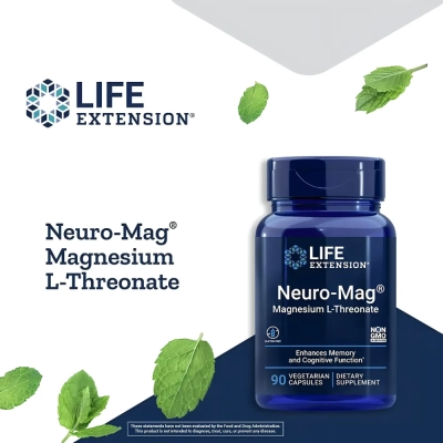 Neuro-Mag, Magtein Magnésio L-Treonato, 90 Cápsulas, Life Extension