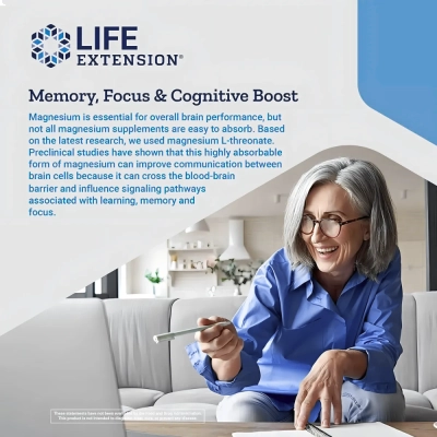 Neuro-Mag, Magtein Magnésio L-Treonato, 90 Cápsulas, Life Extension