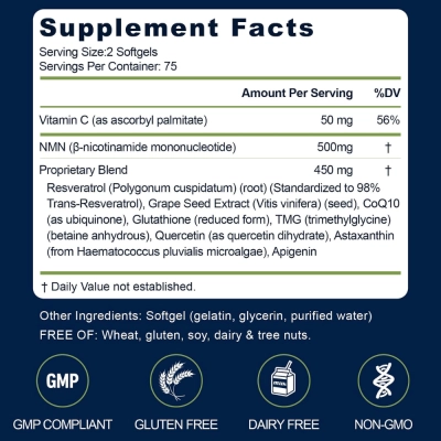 NMN Supplement Complex 1000mg, Opções, Gaennch