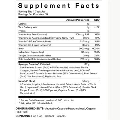 Nutrafol Men's Hair Growth, Para Crescimento Capilar Masculino, 120 cápsulas, Refil