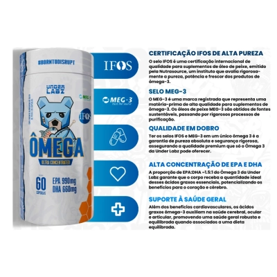 Ômega 3 Ifos Meg3 Epa 990mg Dha 660mg 100% Puro Under Labz