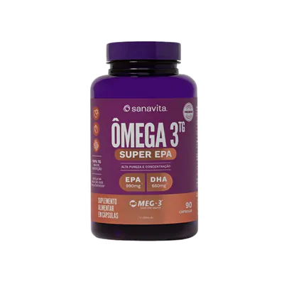 Ômega 3ᵀᴳ Super EPA, 90 Cápsulas - Sanavita