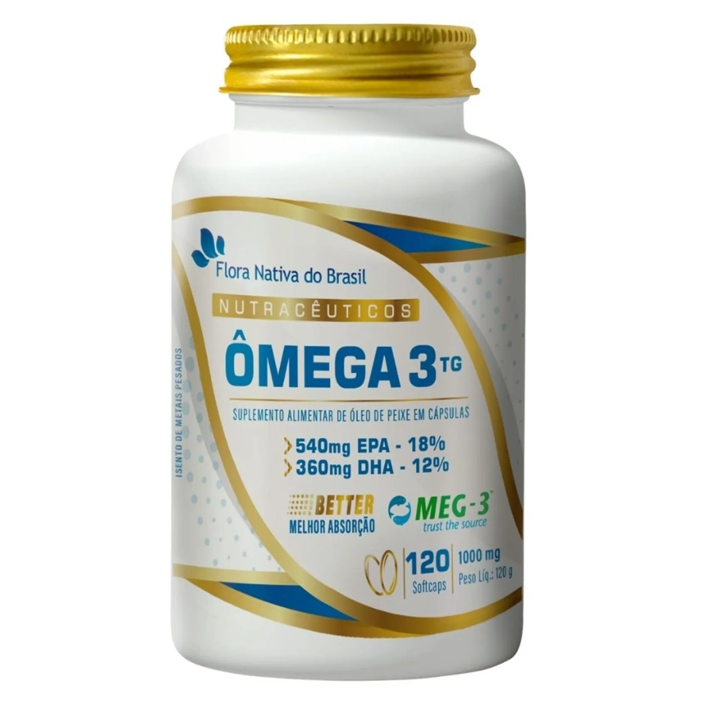 Ômega 3 TG (18% EPA / 12% DHA) 1000mg 120 cápsulas - Flora Nativa do Brasil