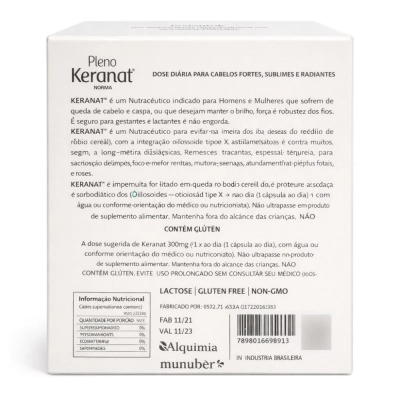 Pleno Keranat, (Aumenta o metabolismo capilar) 300Mg, 30 Capsulas, Alquimia